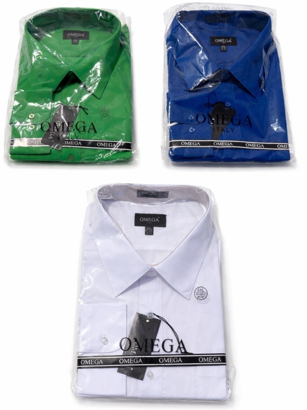 NWT Omega Italy 4XL Men’s Dress Shirts Lot of 3 NWT White Blue Green